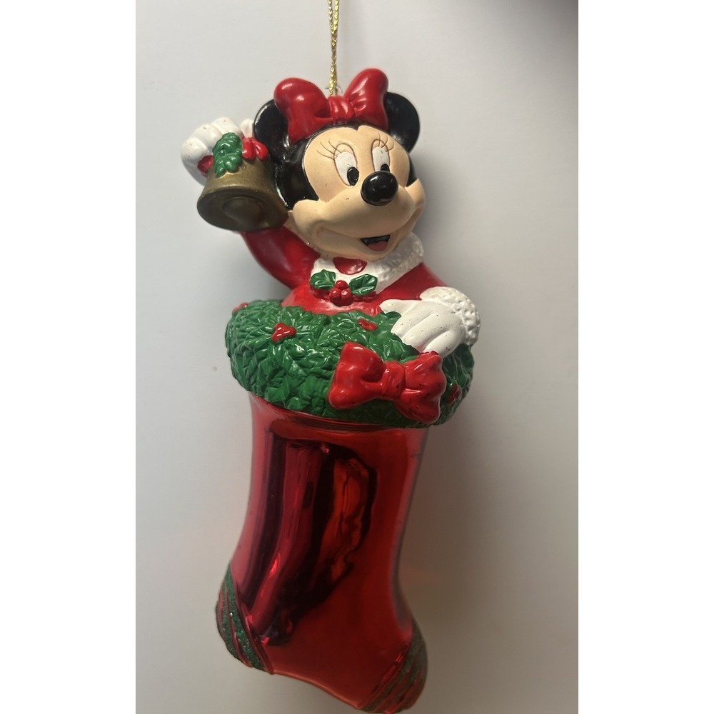 Vintage Disney Minnie Mouse‎ In Christmas Stocking Ornament Santa's Best 1998